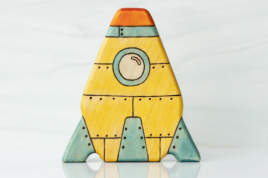 PREORDER - Wooden Space Explorers Large Rocket Ship Toy
