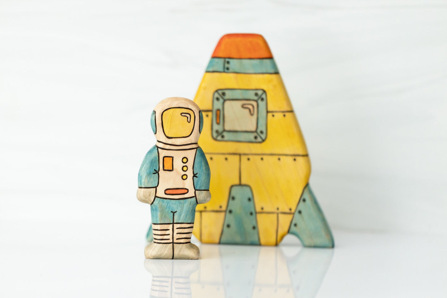 PREORDER - Wooden Space Explorers Large Rocket Ship Toy