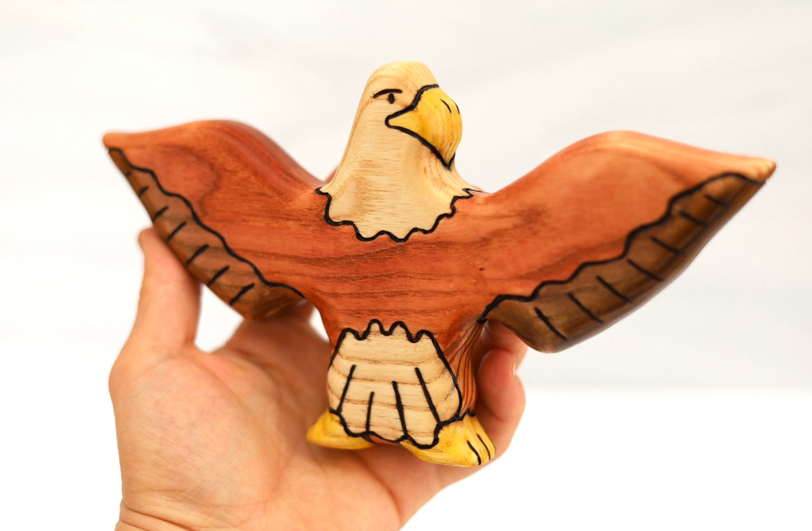 Wooden Bald Eagle Toy Bird