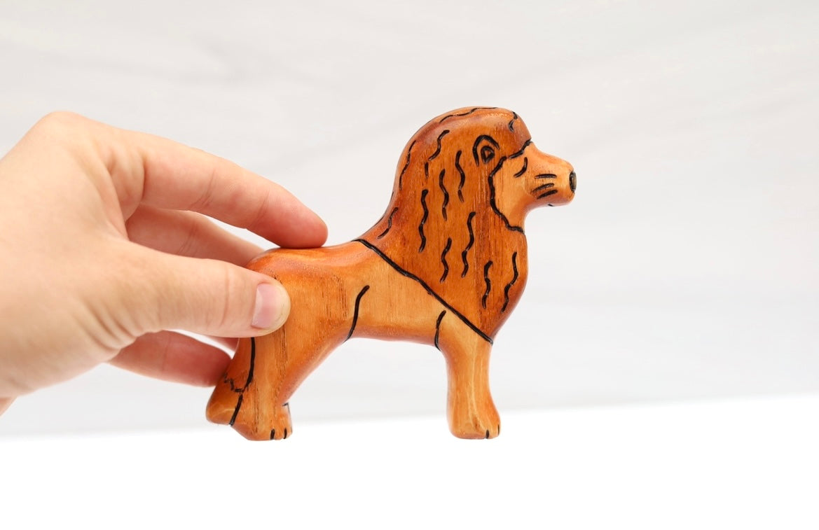Wooden Lion Family- Lion, Lioness, Or Lion Cub