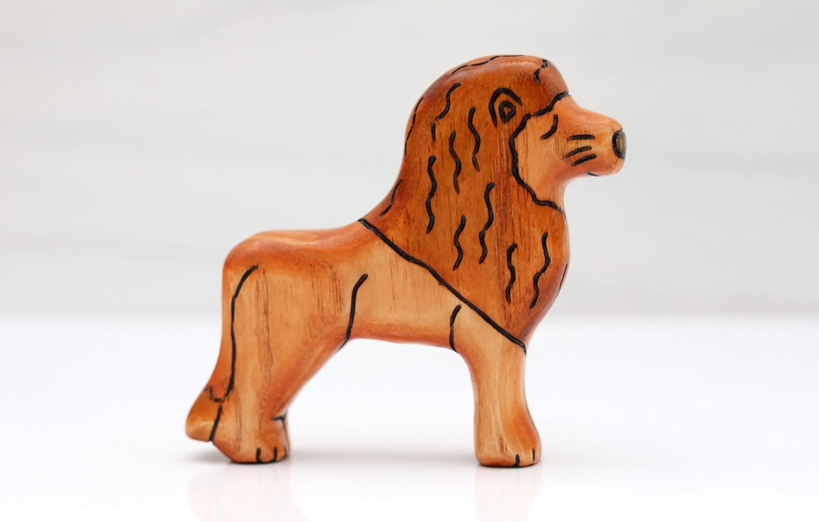 Wooden Lion Family- Lion, Lioness, Or Lion Cub
