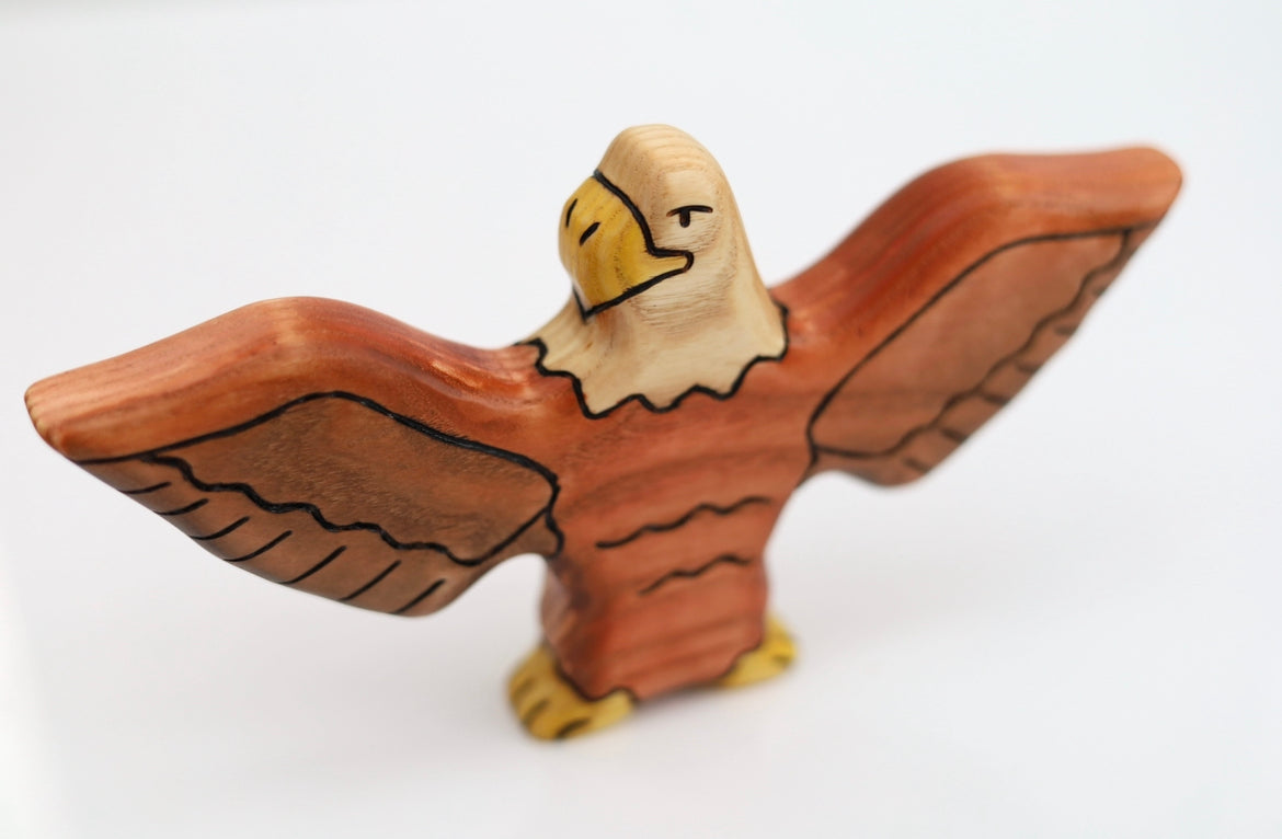 Wooden Bald Eagle Toy Bird