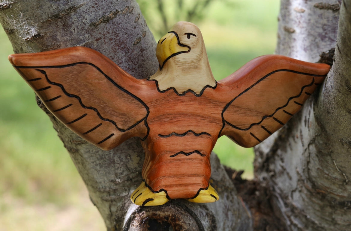 Wooden Bald Eagle Toy Bird