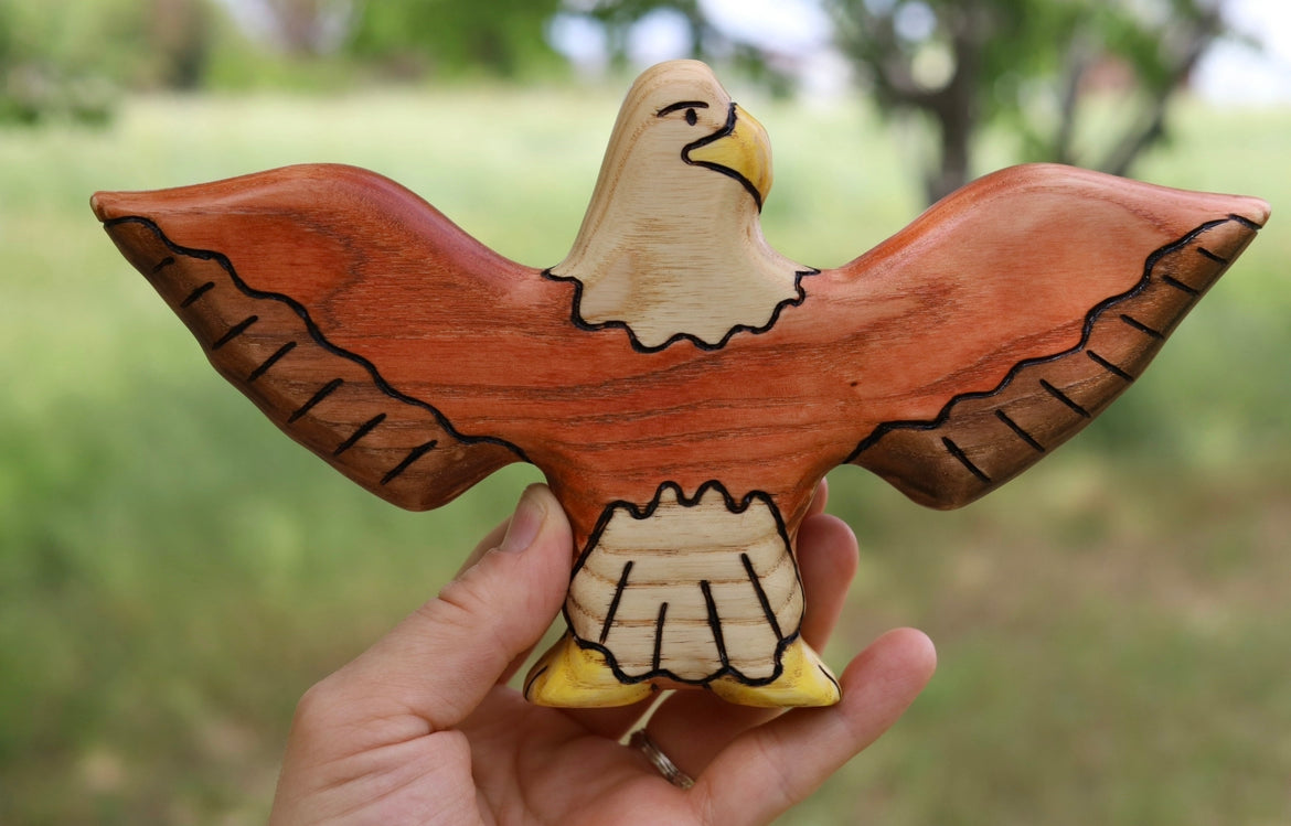 Wooden Bald Eagle Toy Bird