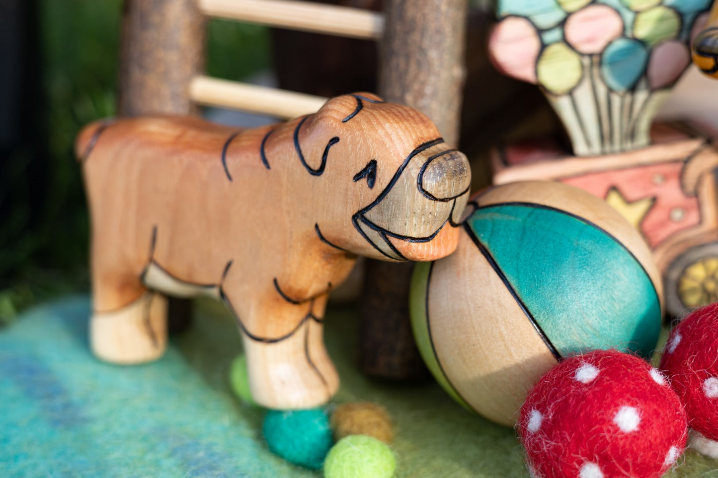 Wooden English Bulldog Toy Dog