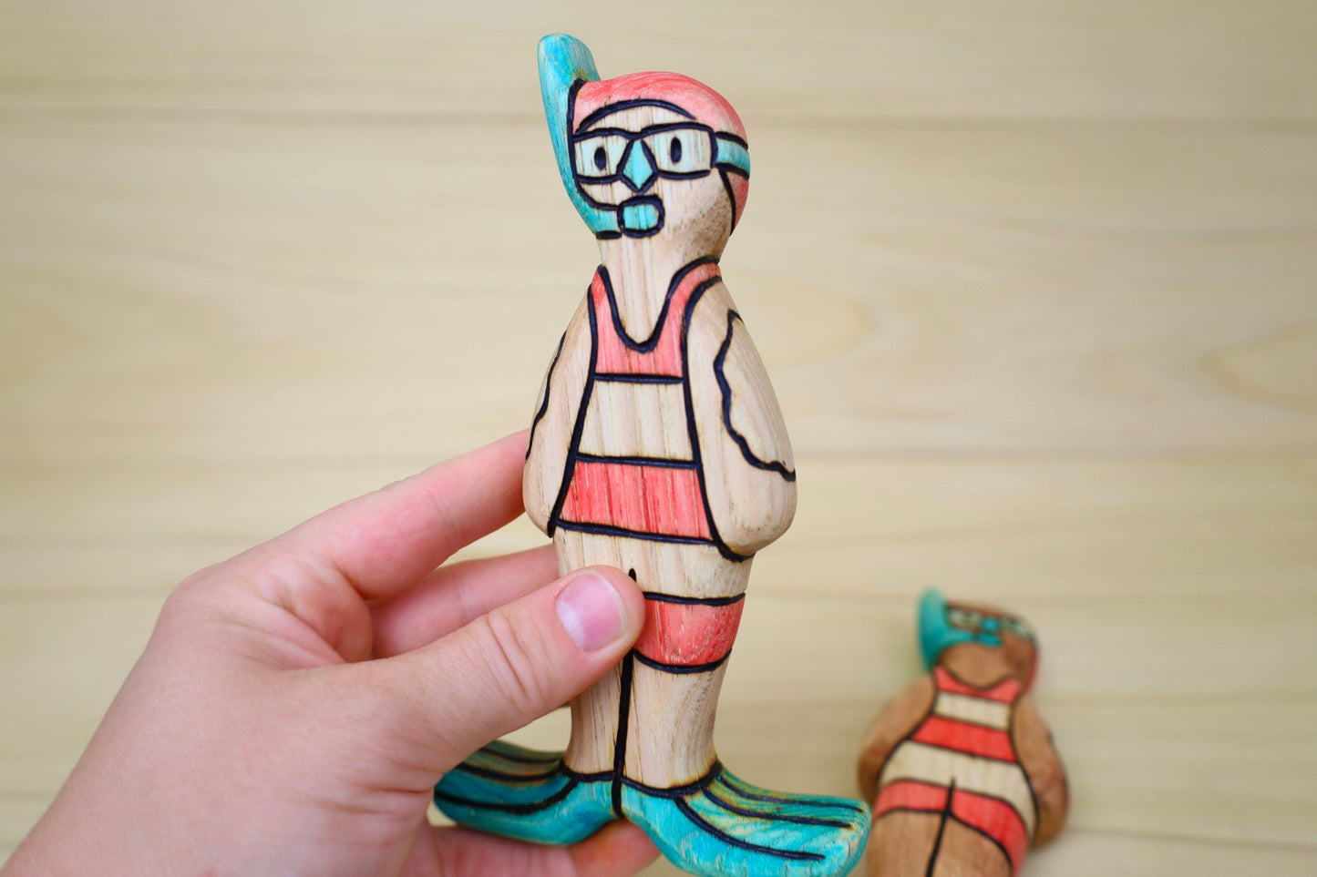 Wooden Retro Snorkel Swimmer