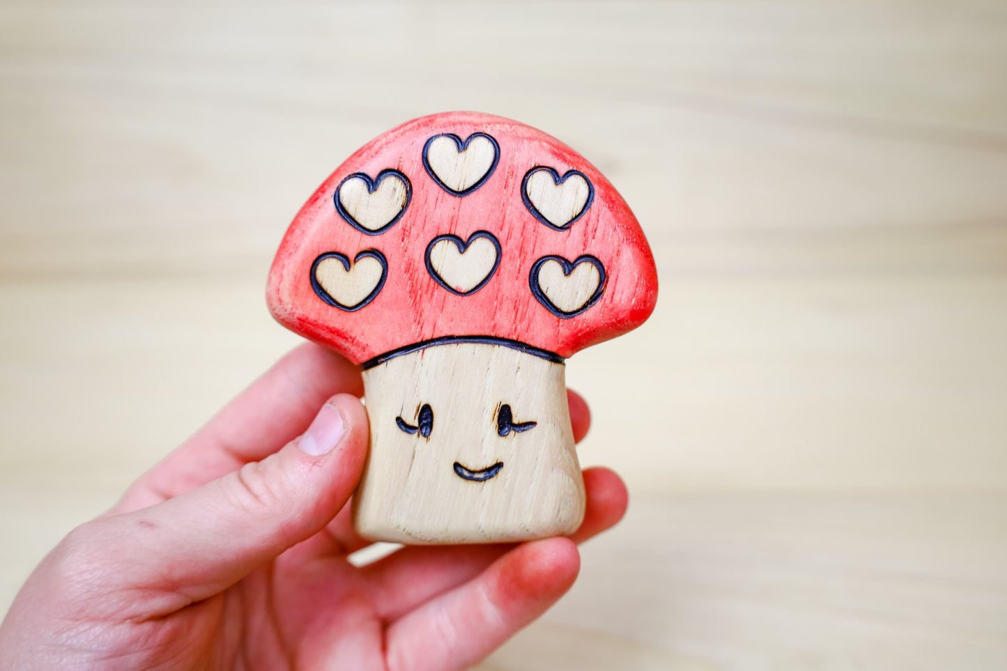 Wooden Toadstool Mushroom Toy