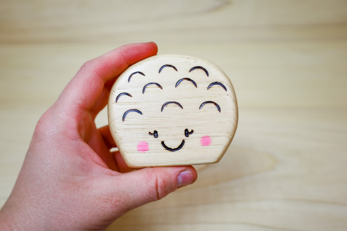 Wooden Puff Ball Mushroom Toy