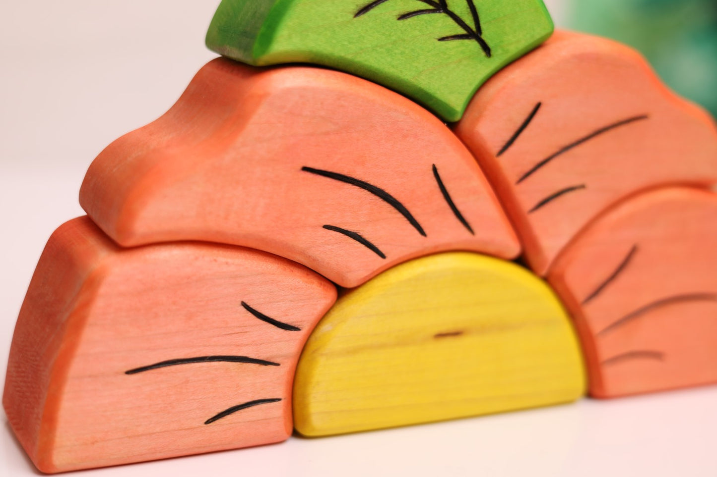 Hand Cut Wooden 6-Piece Flower Stacking Puzzle