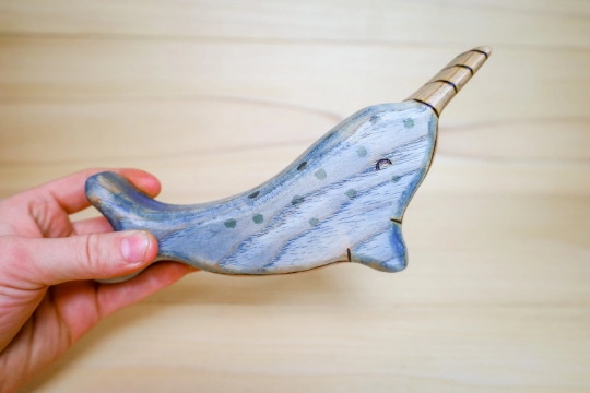 Wooden Narwhal Whale Toy