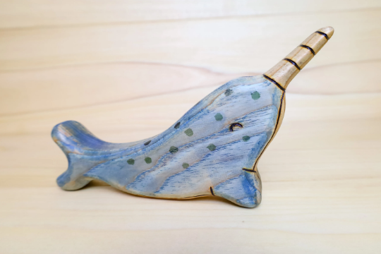 Wooden Narwhal Whale Toy