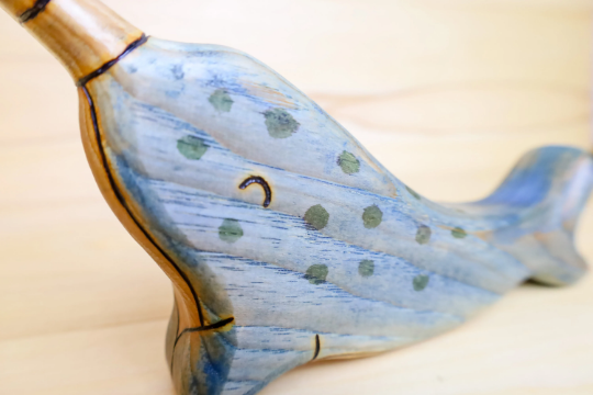 Wooden Narwhal Whale Toy