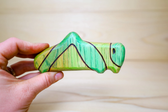 Wooden Green Grasshopper Toy