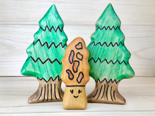 Wooden Morel Mushroom Toy
