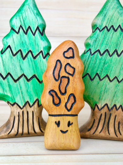 Wooden Morel Mushroom Toy
