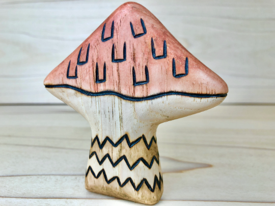 Wooden Shaggy Cap Mushroom Toy