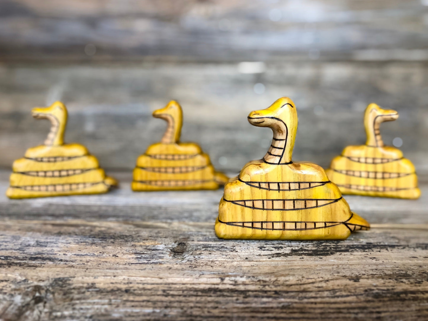 Wooden Yellow Python Snake Toy