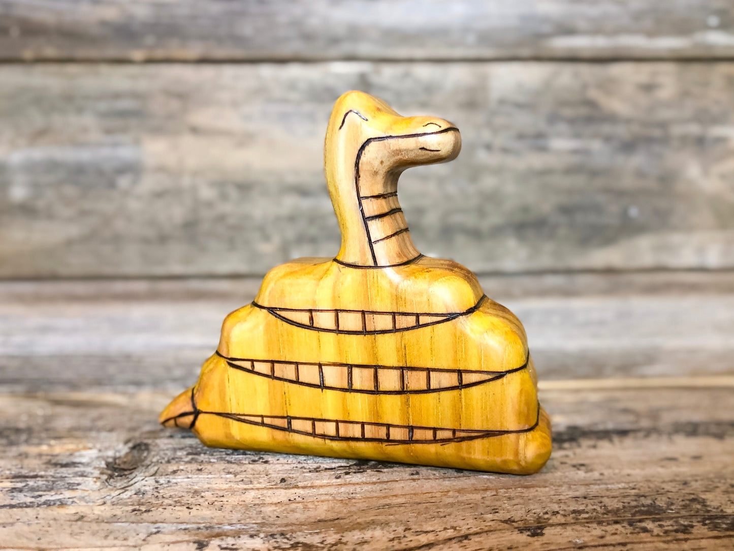 Wooden Yellow Python Snake Toy