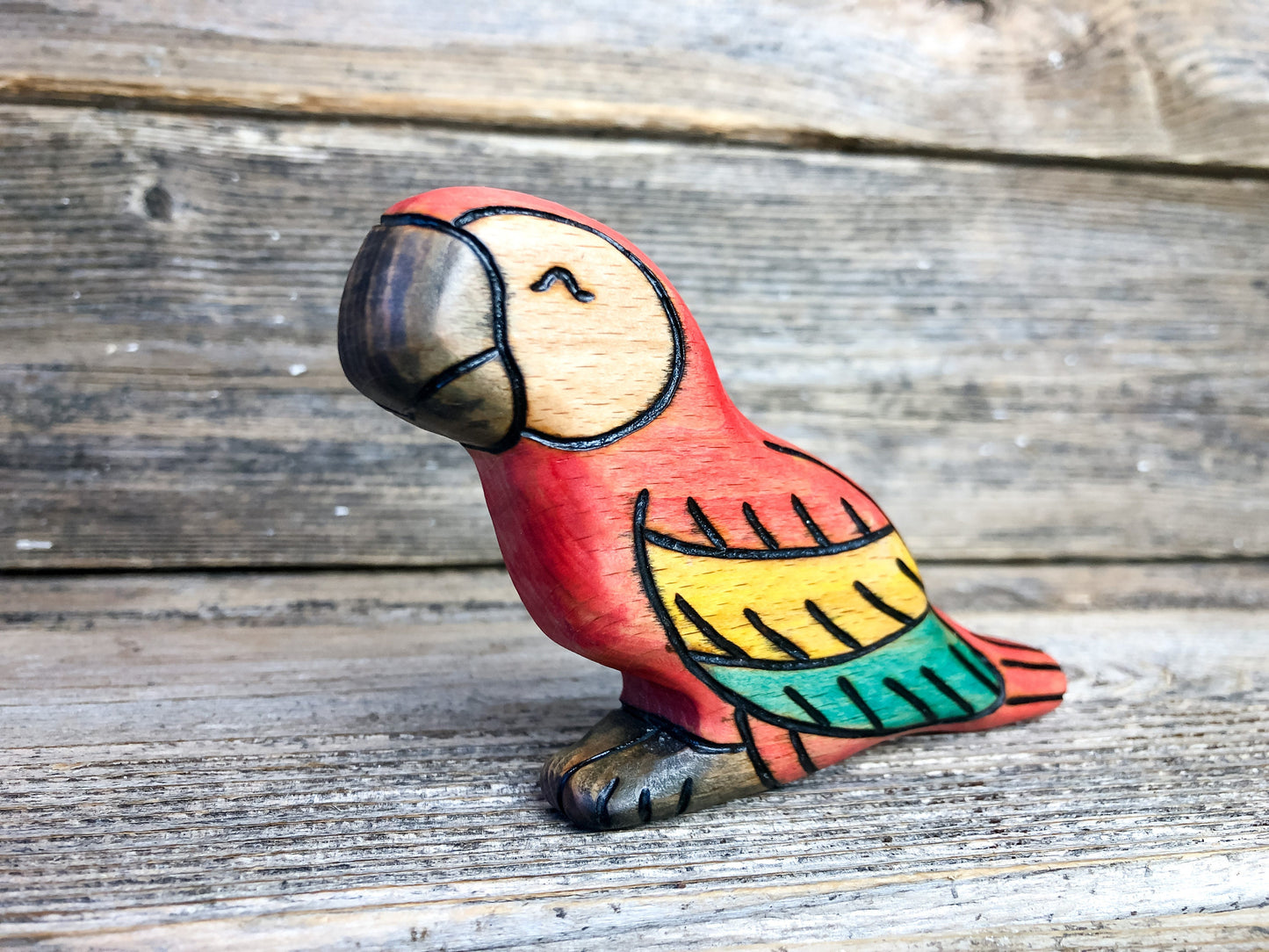 Wooden Scarlet Macaw Toy