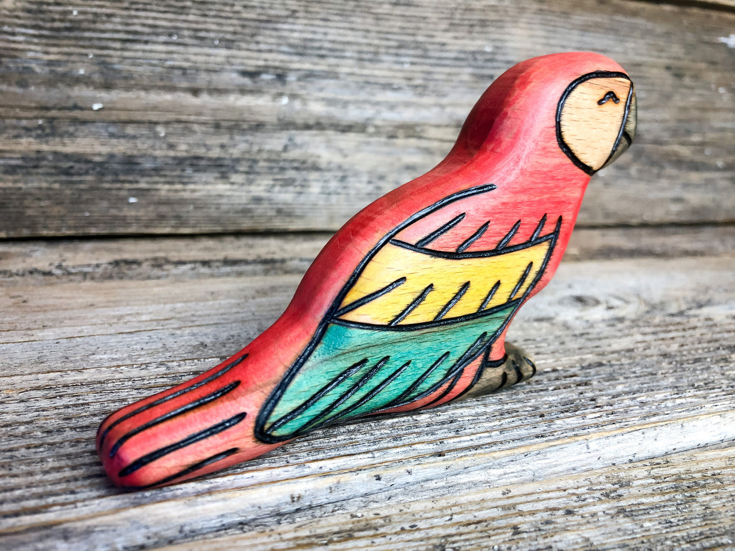 Wooden Scarlet Macaw Toy