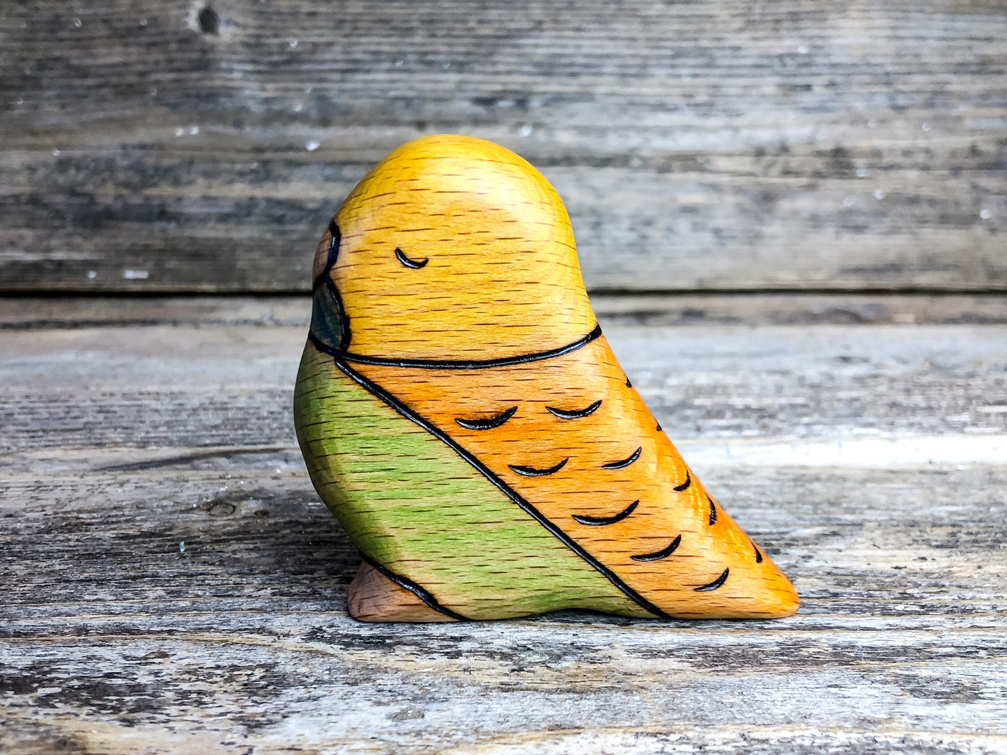 Wooden Green Yellow Budgie Parakeet Toy
