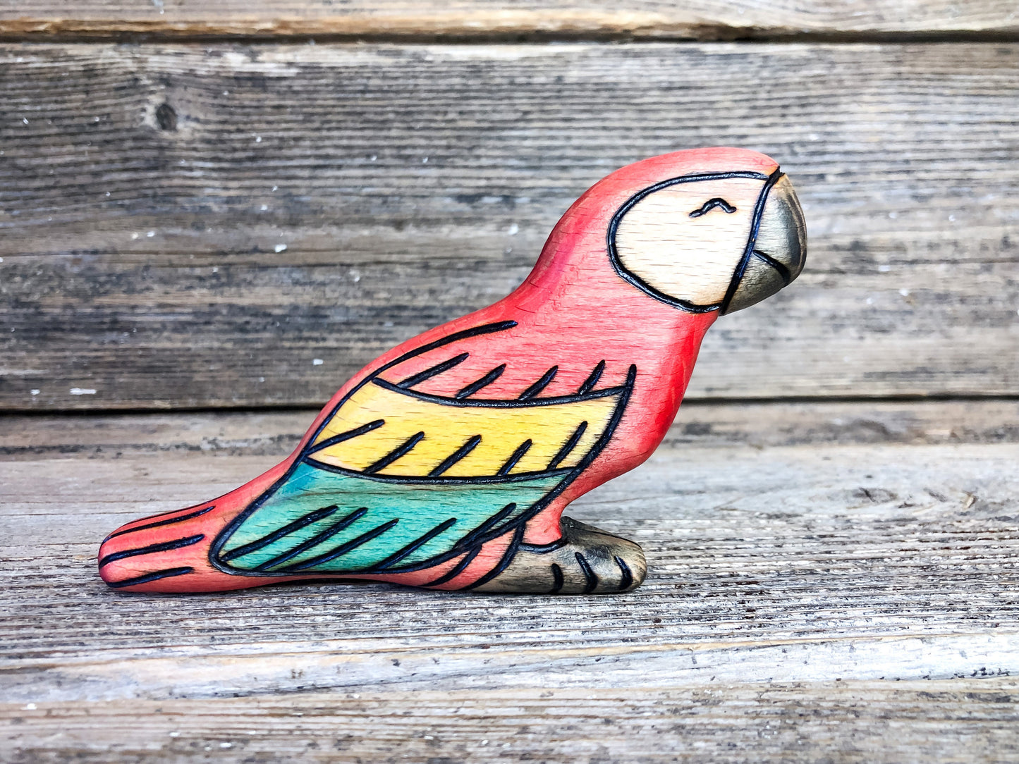 Wooden Scarlet Macaw Toy