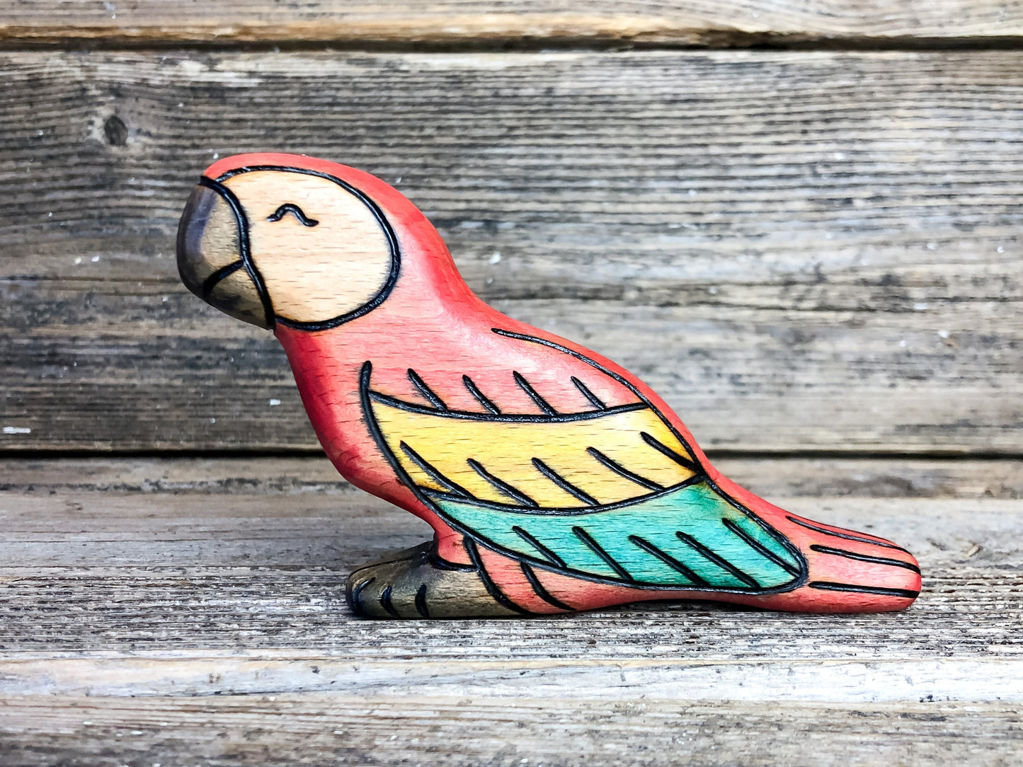 Wooden Scarlet Macaw Toy