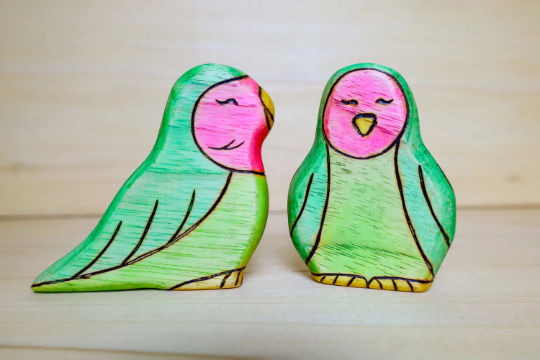 Wooden Lovebirds 2-Piece Set