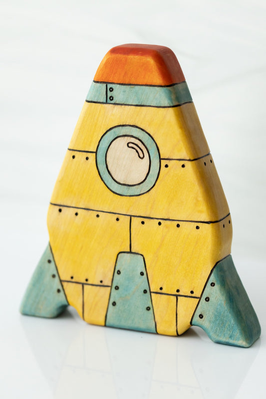 PREORDER - Wooden Space Explorers Large Rocket Ship Toy