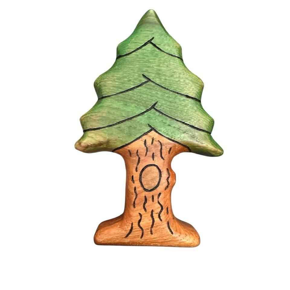 Wooden Evergreen Knotty Pine Tree Toy