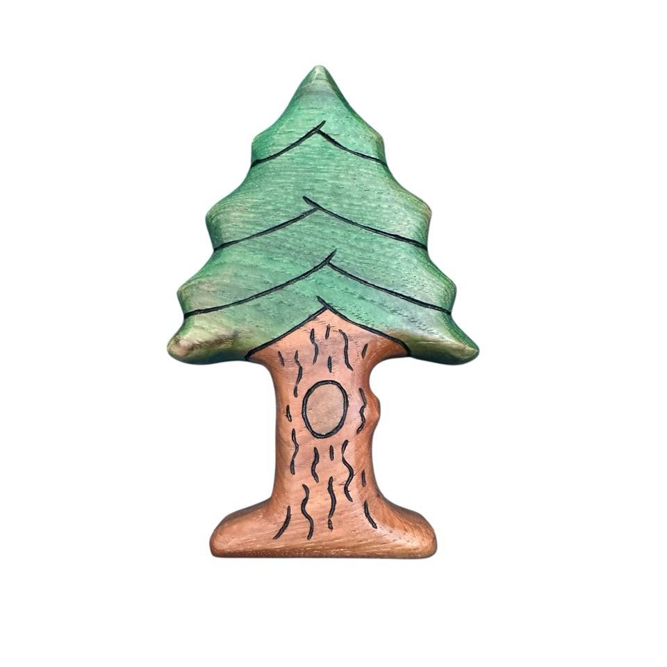 Wooden Evergreen Knotty Pine Tree Toy