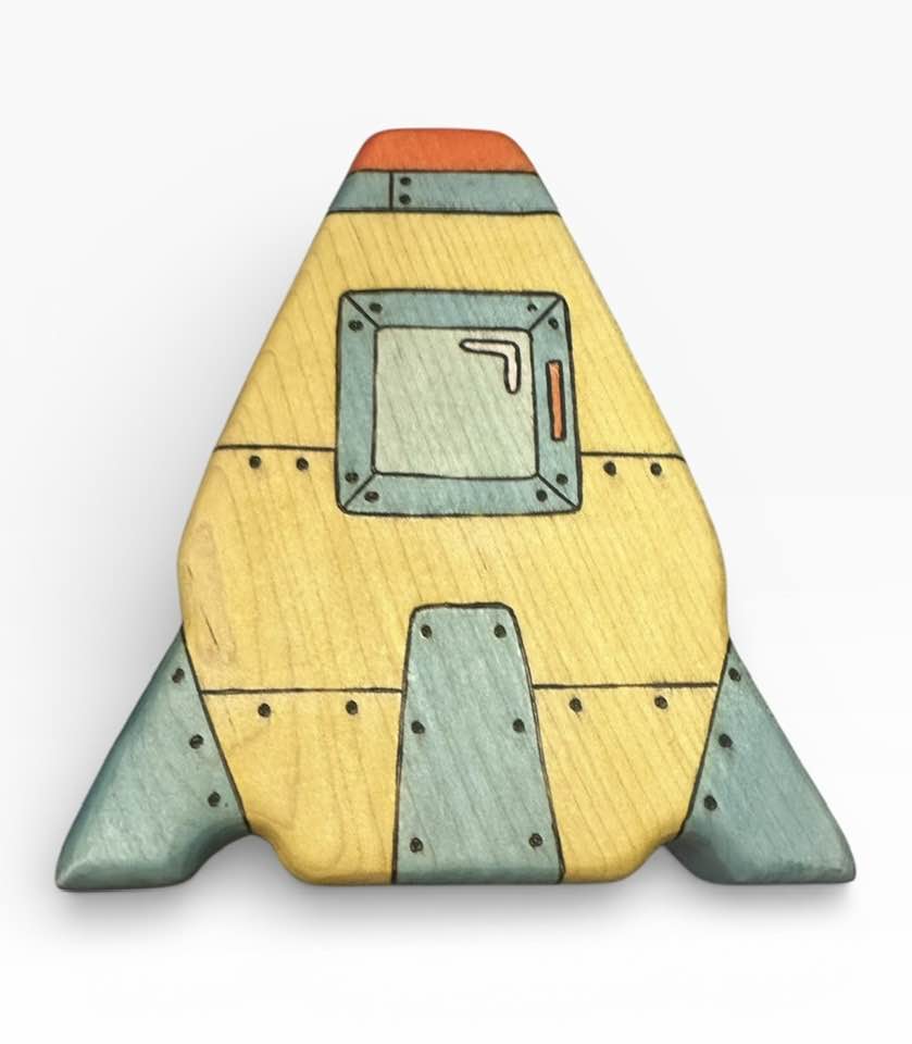 PREORDER - Wooden Space Explorers Large Rocket Ship Toy