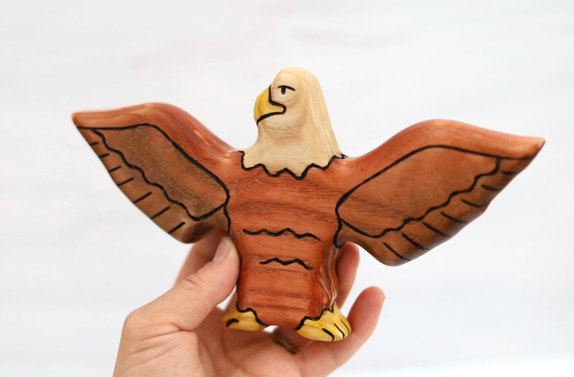 Wooden Bald Eagle Toy Bird
