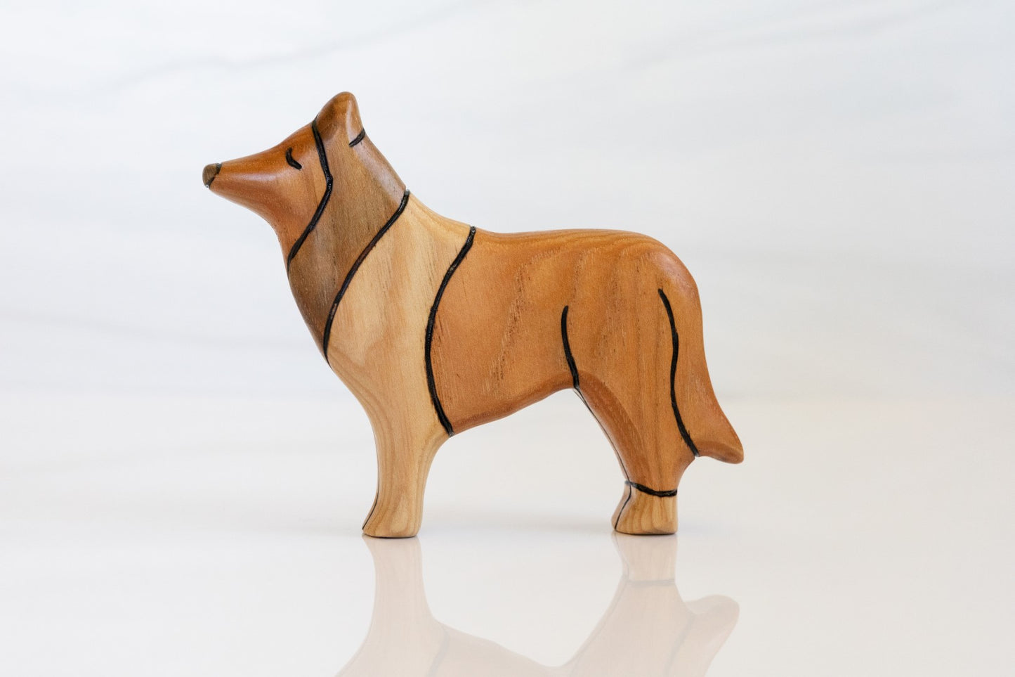 Wooden Rough Collie Toy Dog