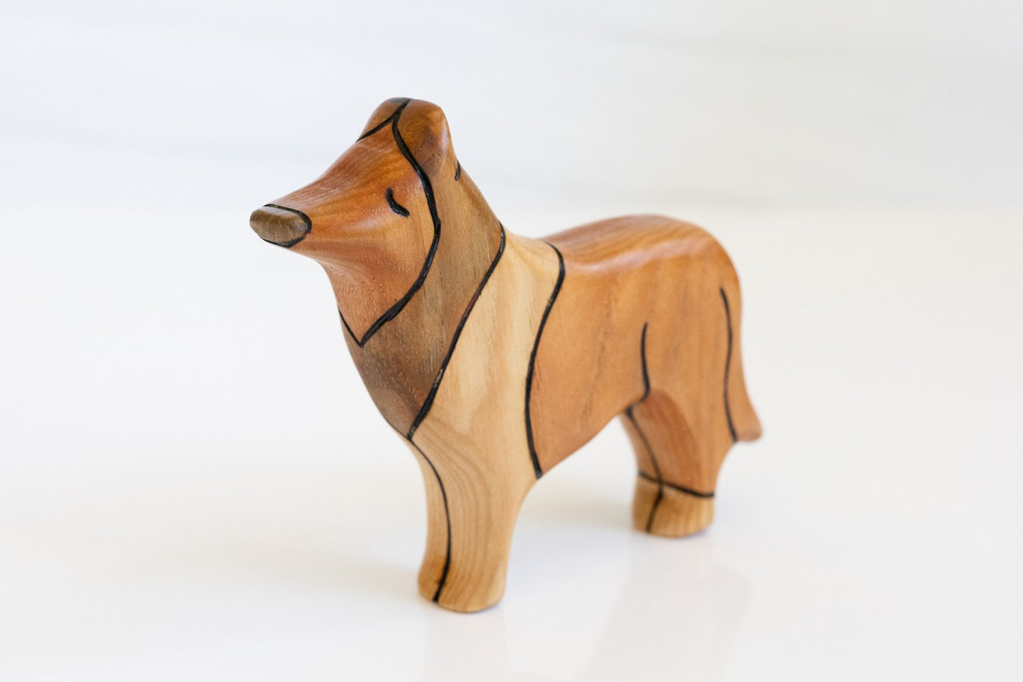 Wooden Rough Collie Toy Dog