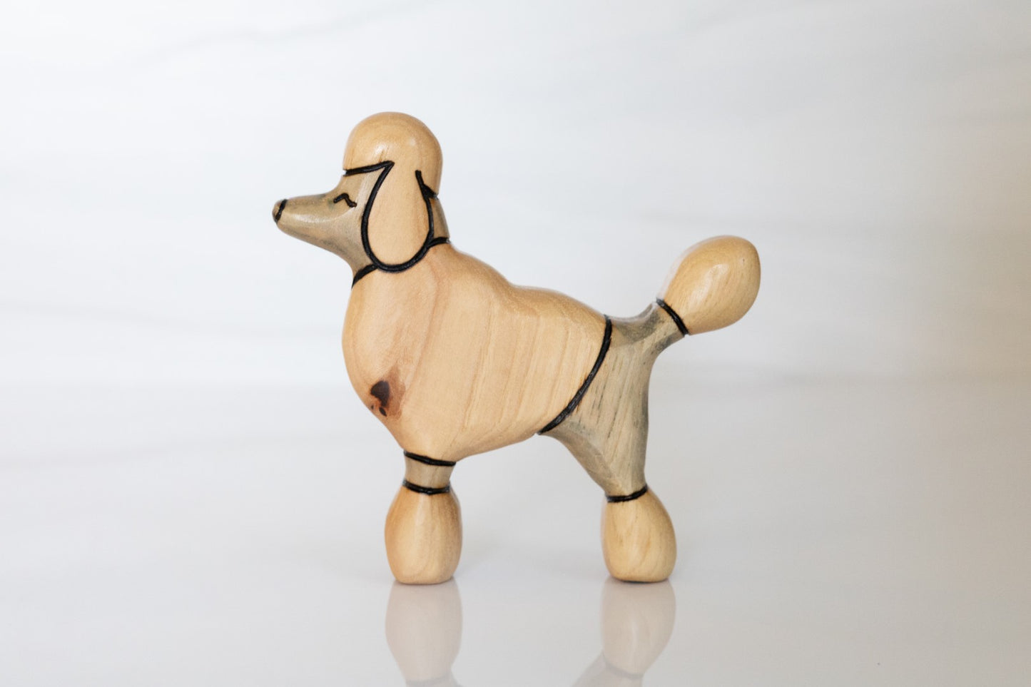 Wooden Fancy Poodle Toy Dog