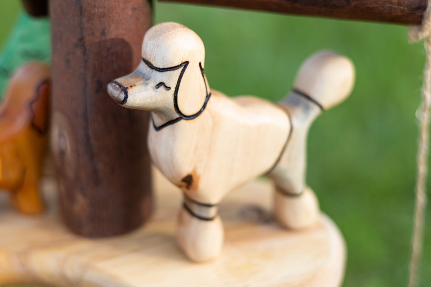 Wooden Fancy Poodle Toy Dog