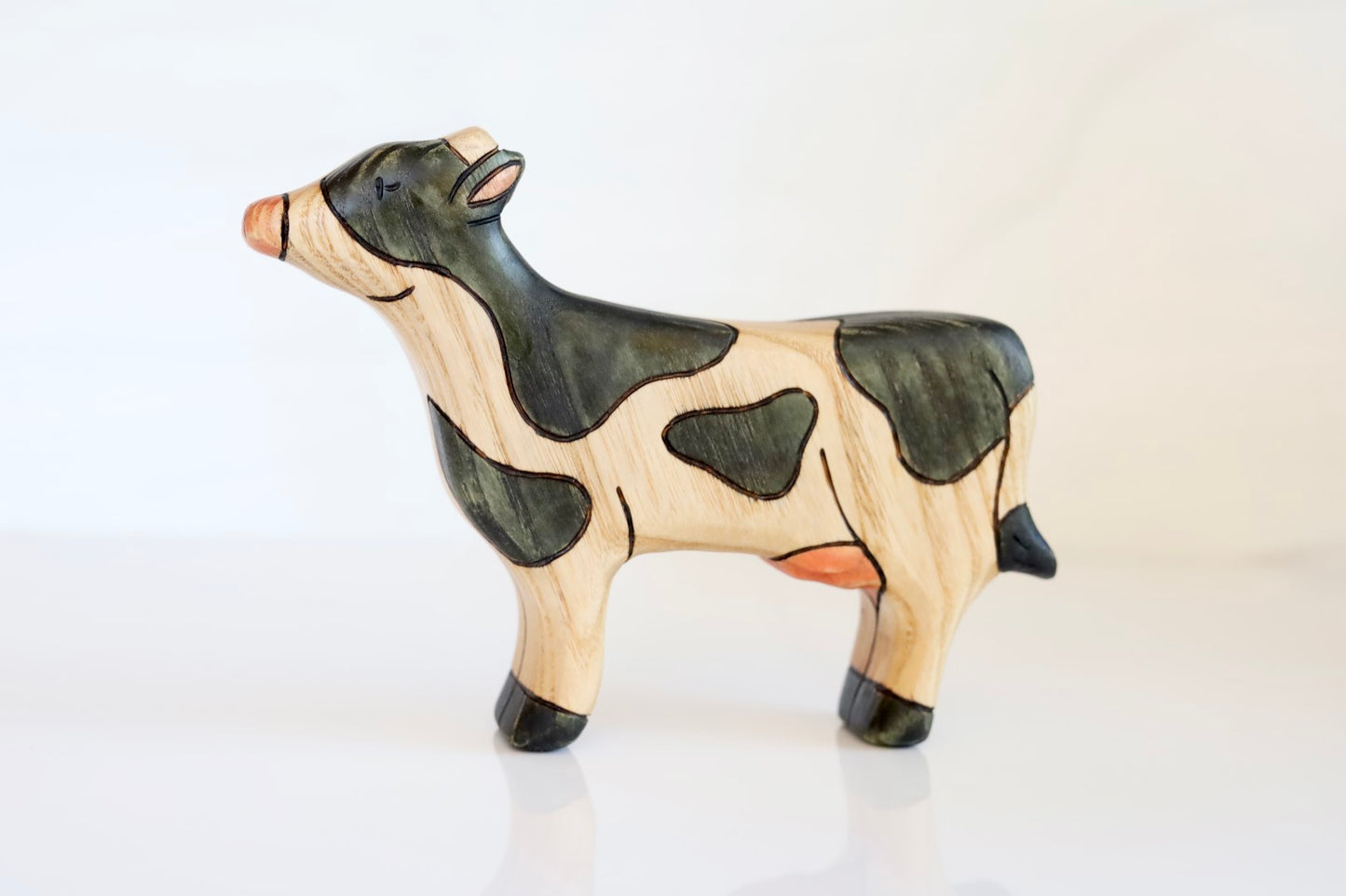 Wooden Black & White Dairy Cow Toy