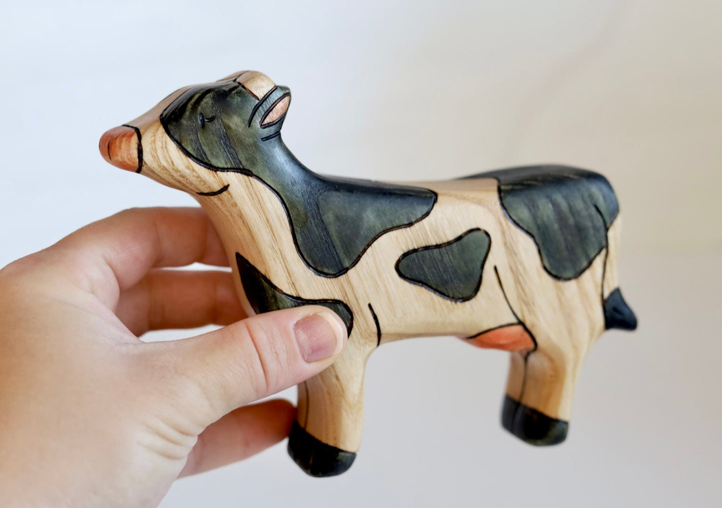 Wooden Black & White Dairy Cow Toy