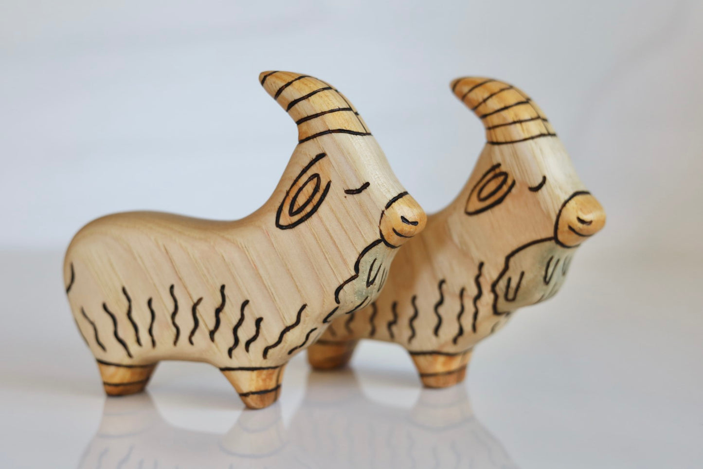 Wooden Bearded Goat Toy