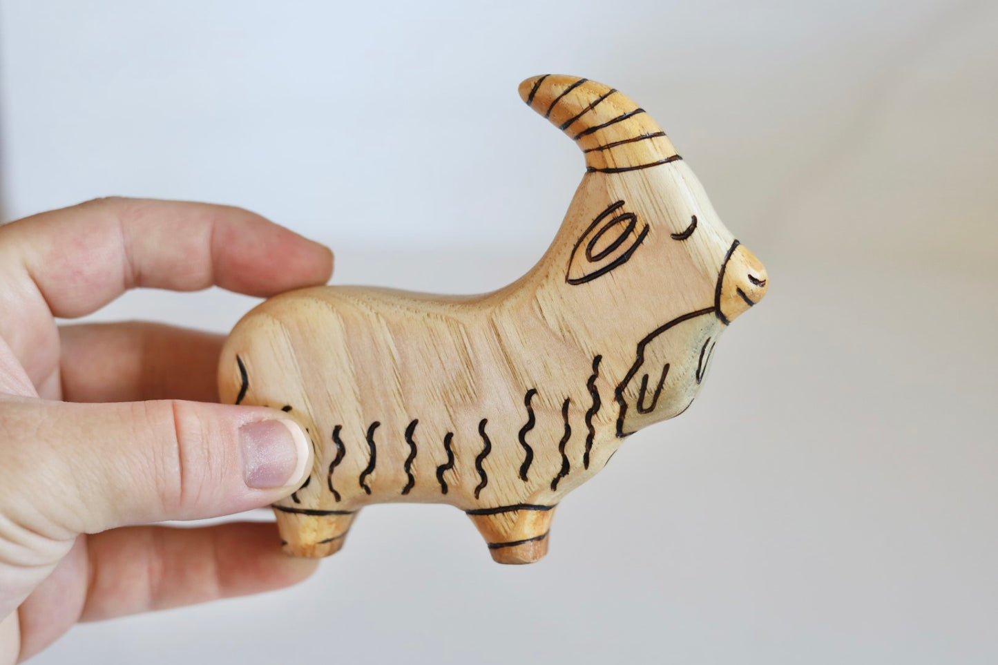 Wooden Bearded Goat Toy