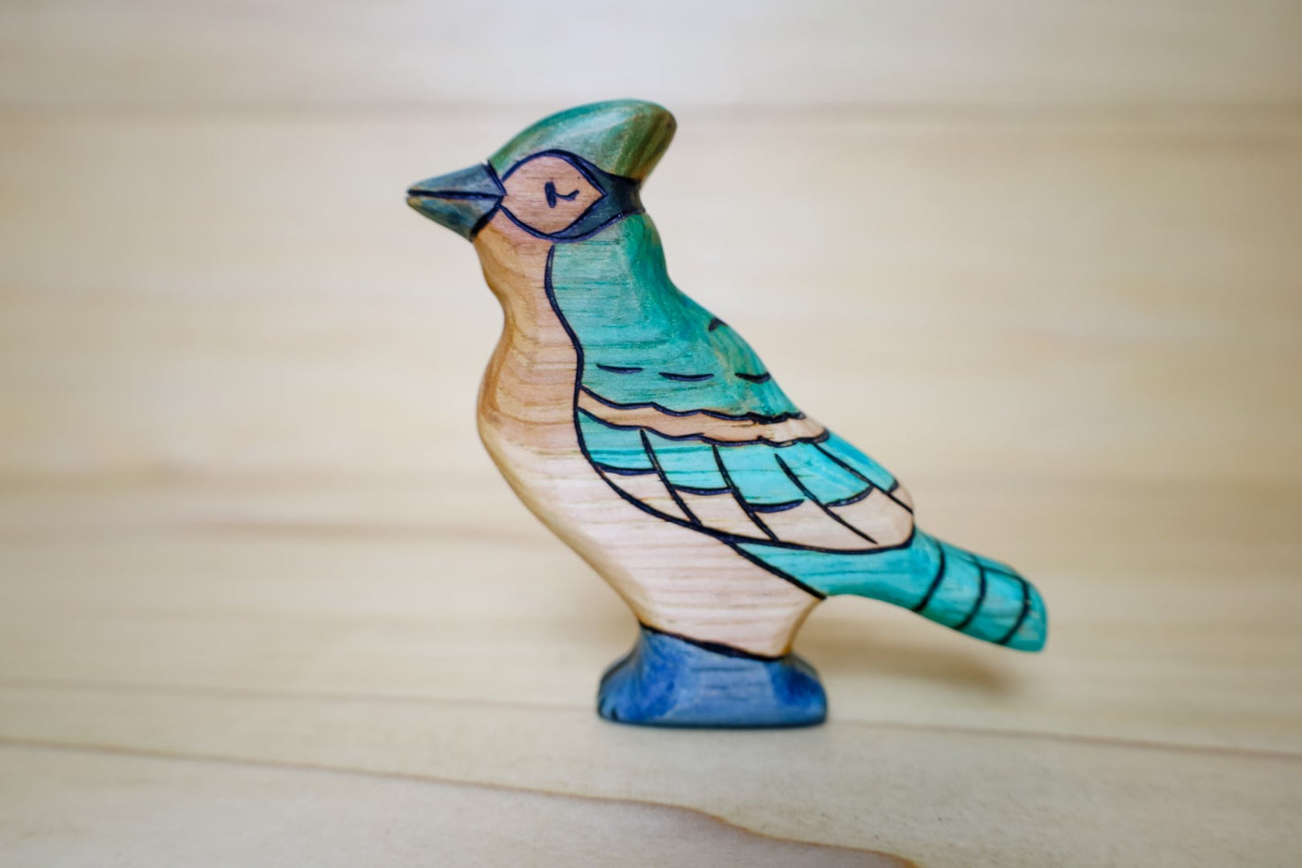 Wooden Blue Jay Bird Toy