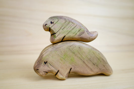 Wooden Manatee Toy- Mom Or Baby Manatee