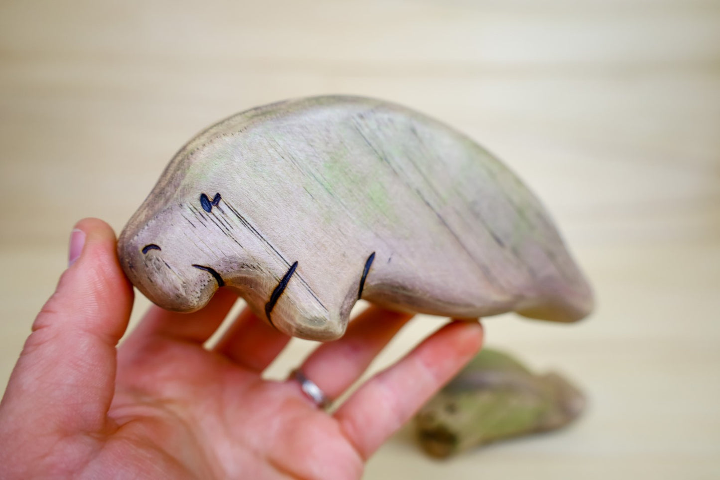 Wooden Manatee Toy- Mom Or Baby Manatee