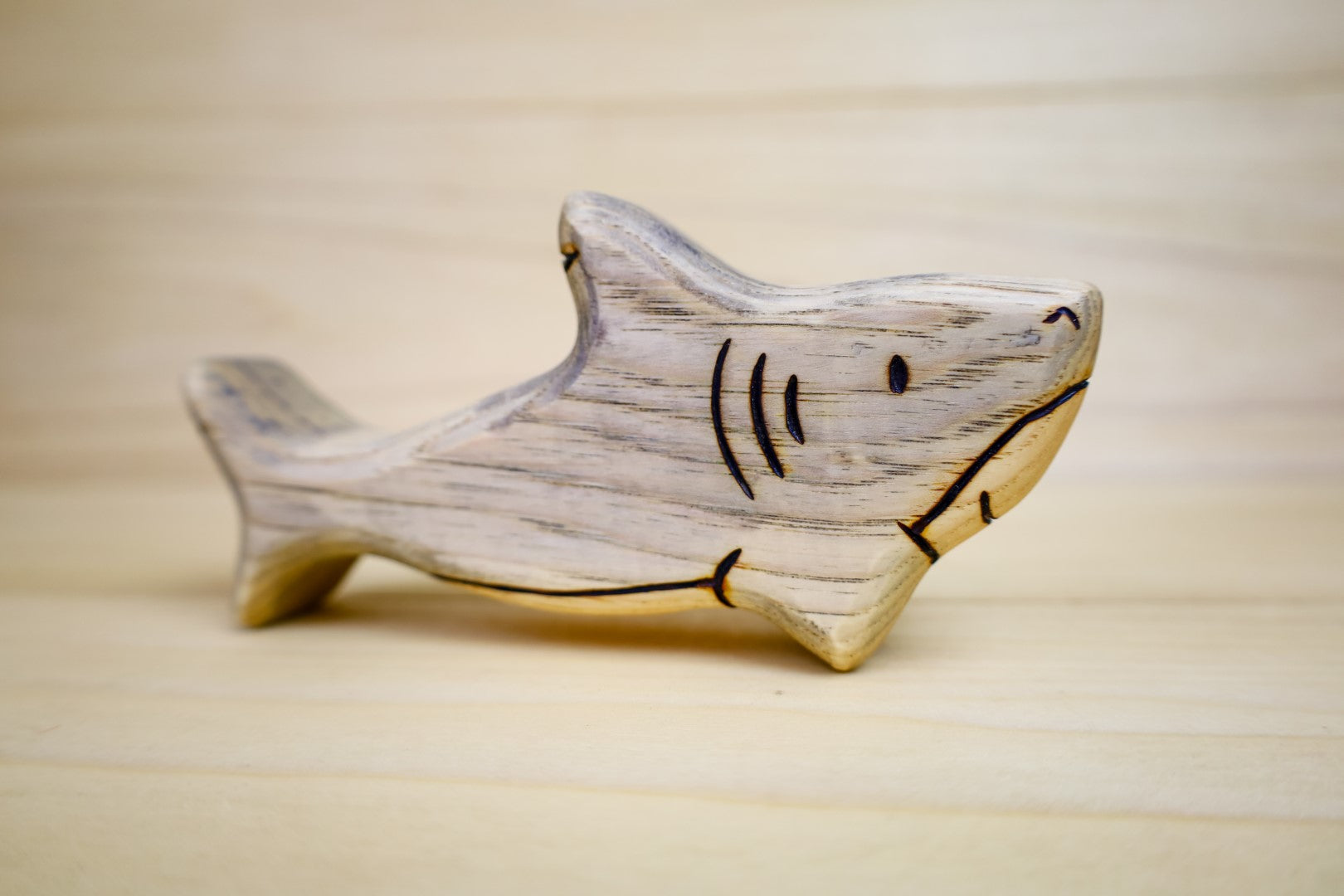 Wooden sales shark toy