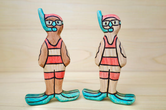 Wooden Retro Snorkel Swimmer