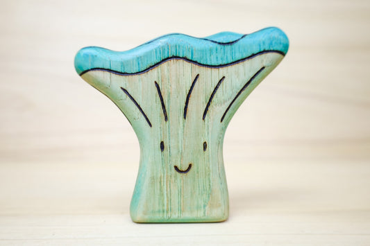 Wooden Blue Trumpet Mushroom Toy