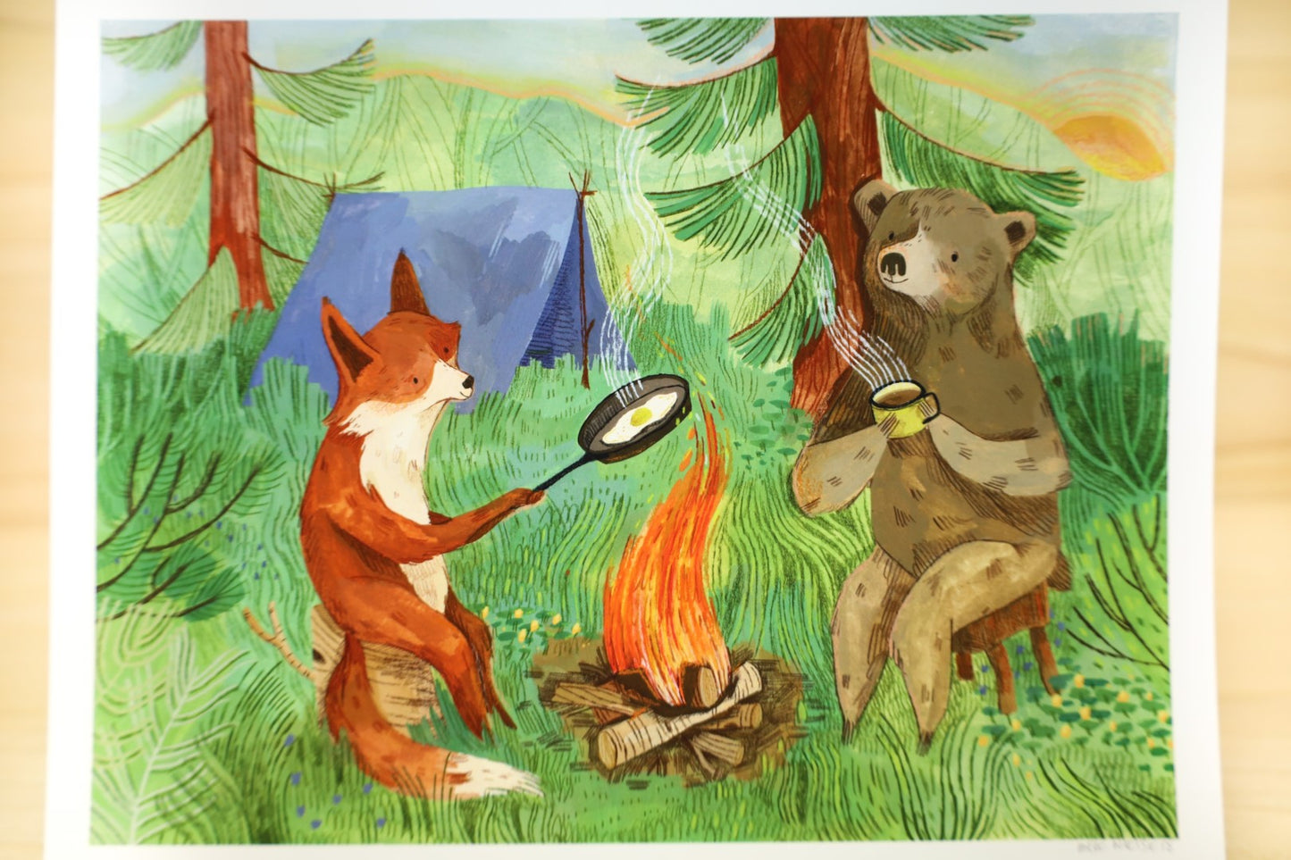 8x10 Campfire Mornings High Quality Art Print