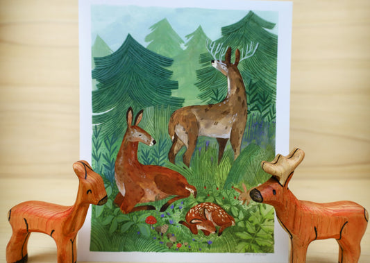 8x10 Hello Deer High Quality Art Print