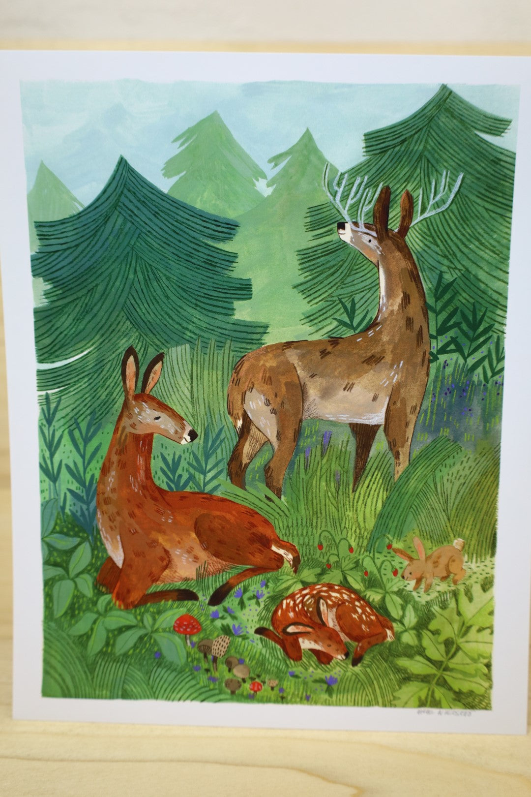 8x10 Hello Deer High Quality Art Print